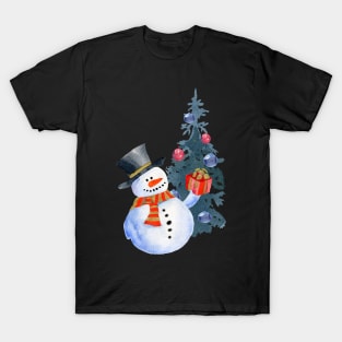 Snowman and christmas T-Shirt